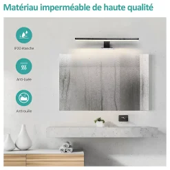 EMKE Applique murale LED pour salle de bain, 40 x 15 cm, 4200 K, noir, 3 méthodes d'installation