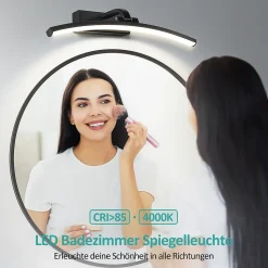 EMKE Applique murale LED pour salle de bain, 40 x 4,8 cm, 4000 K, facile à installer, noir