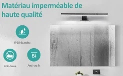 EMKE Applique murale LED pour salle de bain, 40 x 15 cm, 6000 K, noir, 3 méthodes d'installation