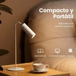 EMKE Lampe de table LED magnétique sans fil 5 en 1, Rechargeable, dimmable, commande tactile, 3 modes de couleur, USB-C, blanc