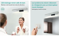 EMKE Lampe miroir LED pour salle de bain, 40 x 20 cm, rotation, éclairage armoire de salle de bain, 4200K, noir