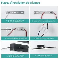 EMKE Lampe miroir LED pour salle de bain, 40 x 20 cm, rotation, éclairage armoire de salle de bain, 4200K, noir