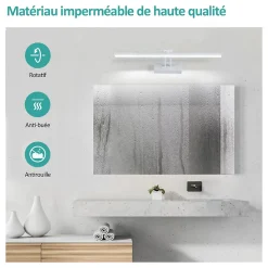 EMKE Lampe miroir LED pour salle de bain, 40 x 20 cm, rotation, 7,44 W, lumière miroir LED, blanc froid