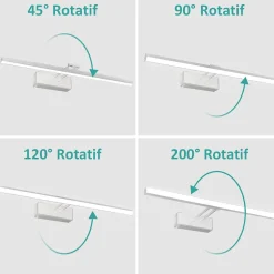 EMKE Lampe miroir LED pour salle de bain, 40 x 20 cm, rotation, 7,44 W, lumière miroir LED, blanc froid