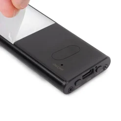 Emuca Luminaire LED Kaus Black rechargeable par usb avec capteur tactile, 240mm, Peint en noir, Plastique et Aluminium