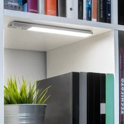 Emuca Luminaire LED Kaus rechargeable par usb avec détecteur de mouvement, L 600 mm, Anodisé mat, Plastique et Aluminium