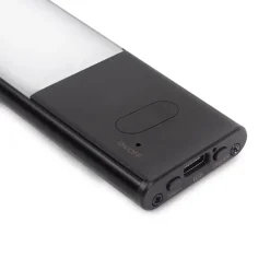 Emuca Luminaire LED Kaus Black rechargeable par usb avec capteur tactile, 400mm, Peint en noir, Plastique et Aluminium