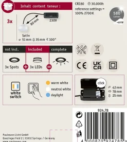 ENC Choose Lot 3 Coin WhiteSwitch LED 3x6,5W 580lm 2700K 51mm synthétique