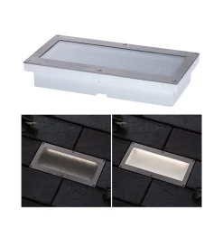 Encastré de sol LED Brick Détecteur de mouvement crépusculaire (IR) IP67 200x100mm 3000K 1,6W 50lm 230V Alu Gris Métal Acier inoxy