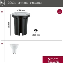 Encastré de sol LED IP67 rond 108mm 3000K 3,5W 230lm 230V Acier inoxydable Métal