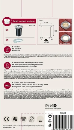 Encastré de sol LED IP67 rond 110mm 2700K 1,2W 20lm 230V Acier inoxydable Métal