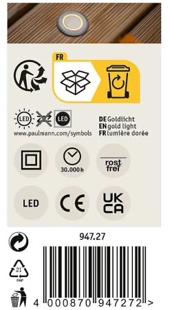 Encastré de sol LED Lumière dorée favorable aux insectes IP67 rond 50mm 2200K 2,2W 15lm 230V Alu Matière plastique Métal