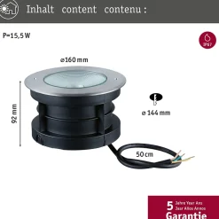 Encastré de sol LED Vanea résistant à l'eau de mer IP67 rond 160mm 3000K 15,5W 800lm 230V 65 Alu Aluminium