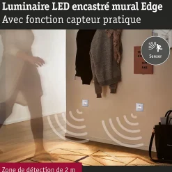 Encastré mural LED Edge Quadro carré 80x80mm 1,2W 25lm 230V 2700K Blanc dépoli