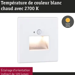 Encastré mural LED Edge Quadro carré 80x80mm 1,2W 25lm 230V 2700K Blanc dépoli