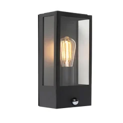 Ensemble de 2 appliques murales d'extérieur noires avec détecteur de mouvement - Rotterdam