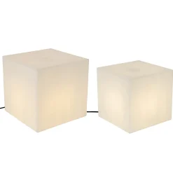 Ensemble de 2 lampadaires d'extérieur blancs 30 et 38 cm carrés IP44 - Nura
