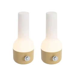 Ensemble de 2 lampes de table d'extérieur dorées avec blanc, avec LED rechargeable - Haard