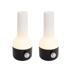 Ensemble de 2 lampes de table d'extérieur noir avec blanc, avec LED rechargeable - Haard