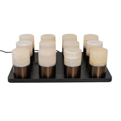 Ensemble de 12 lampes de table bronze foncé RGBW rechargeables avec station de charge - Alessia