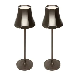 Ensemble de 2 lampes de table rétro bronze foncé rechargeables IP44 - Granny