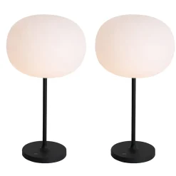 Ensemble de 2 lampes de table rechargeables modernes blanches - Maloi
