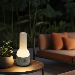 Ensemble de 2 lampes de table d'extérieur beige avec blanc avec LED rechargeable - Haard