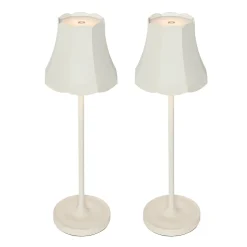 Ensemble de 2 lampes de table rétro blanc cassé rechargeables IP44 - Granny