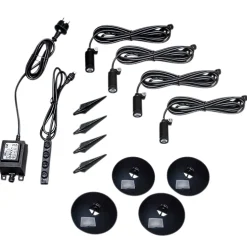 Ensemble de 4 spots de jardin noirs avec LED IP68 - Garly