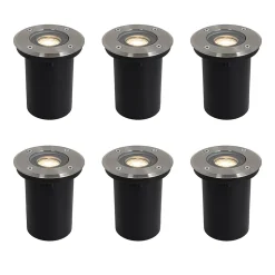 Ensemble de 6 spots encastrés modernes pour extérieur en acier 35 mm orientables IP65 - Delux