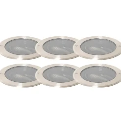 Ensemble de 6 spots encastrés acier AR111 orientables IP65 - Delux Honey