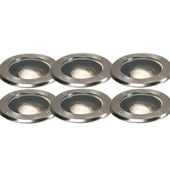 Ensemble de 6 spots encastrés modernes pour extérieur en acier inoxydable IP65 orientables - Delux