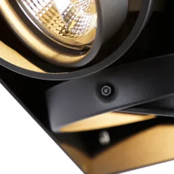 Ensemble de 6 spots encastrés noirs GU10 AR111 sans bordure 2 lumières - Oneon