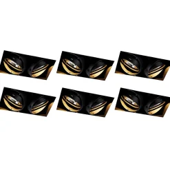 Ensemble de 6 spots encastrés noirs GU10 AR111 sans bordure 2 lumières - Oneon