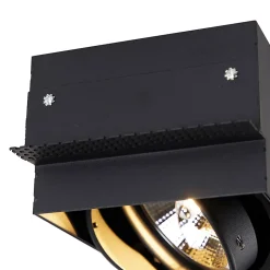 Ensemble de 6 spots encastrés noirs GU10 AR111 sans bordure 2 lumières - Oneon