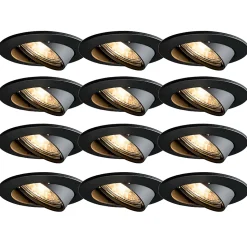 Ensemble de 12 spots encastrés modernes noirs orientables - Edu