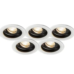 Ensemble de 5 spots encastrés blancs en acier modernes - Rondoo