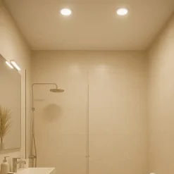 Ensemble de 10 spots LED encastrés ronds, 5W, indice de protection IP44, température de couleur réglable, blanc.