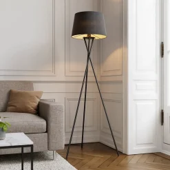 Ensemble lampe de table et lampadaire Gooban E27/E14 42W H.156cm noir GoodHome