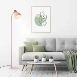 ERENA Lampadaire 1L rose clair E27 40W - métal/bois - ampoule non incluse