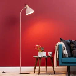 ERENA Lampadaire 1L rose clair E27 40W - métal/bois - ampoule non incluse