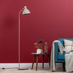 ERENA Lampadaire 1L taupe E27 40W - métal/bois - ampoule non incluse