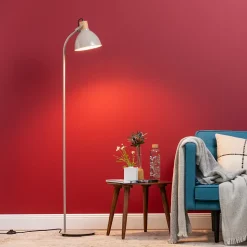 ERENA Lampadaire 1L taupe E27 40W - métal/bois - ampoule non incluse