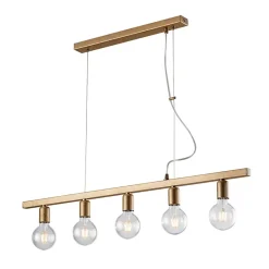 Fabian Suspension en fer laqué noir et doré 5 lumières L.101x5 BL293-5-OR