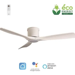 Fanelite - Brasseur d'air 132 cm blanc ARATUA - Moteur DC 35W - Lumière LED 20W dimmable 3 couleurs - Wifi - Contrôles vocaux