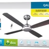 Fanelite - Ventilateur de plafond 132 cm gris QALITO - Moteur DC 30W - LED 20W dimmable 3 couleurs + RGB - Wifi - Silencieux