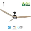 Fanelite - Ventilateur de plafond 164 cm noir et bois MOOREA - Moteur DC 35W - Lumière LED 20W dimmable 3 couleurs - Wifi