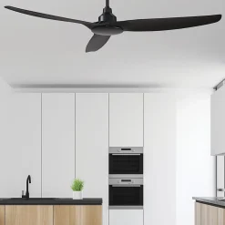 Fanelite - Ventilateur de plafond 132 cm noir FANDC52N-BK - Moteur DC 18W - 3 pales - Télécommande - Silencieux