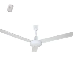 Fanelite - Ventilateur de plafond 142 cm blanc SEM56ALU - Moteur AC - Variateur mural à encastrer ou pose en saillie - 3 pales