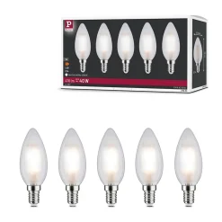Filament 230 V Bougie LED E14 5x470lm 5x4,8W 4000K Dépoli